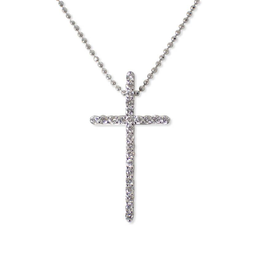

[Used] LA SOMA K18WG Diamond Cross Necklace/Pendant/g446-86