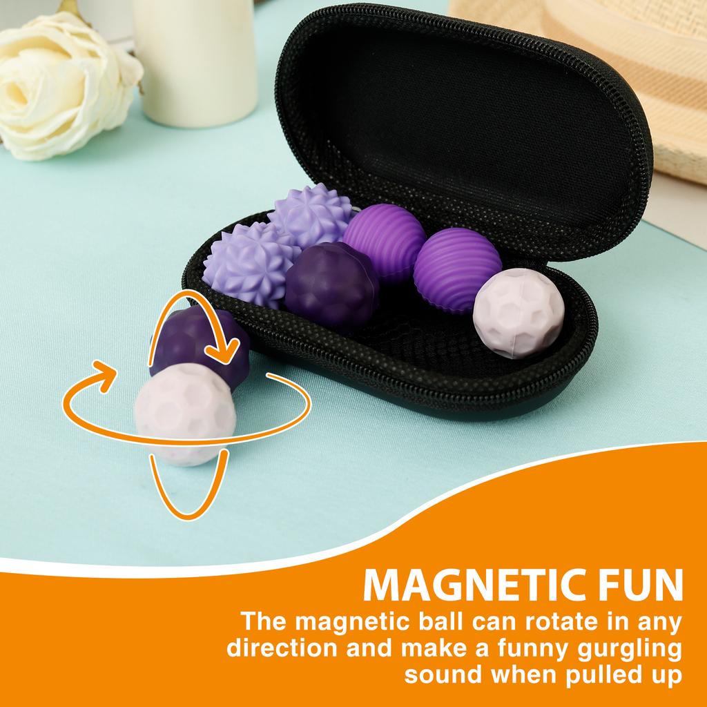 8pcs Silicone Magnetic Attraction Ball Sets Decompression Elastic Magnetic Balls 4 Different Patterns Fun Leisure Silicone Balls