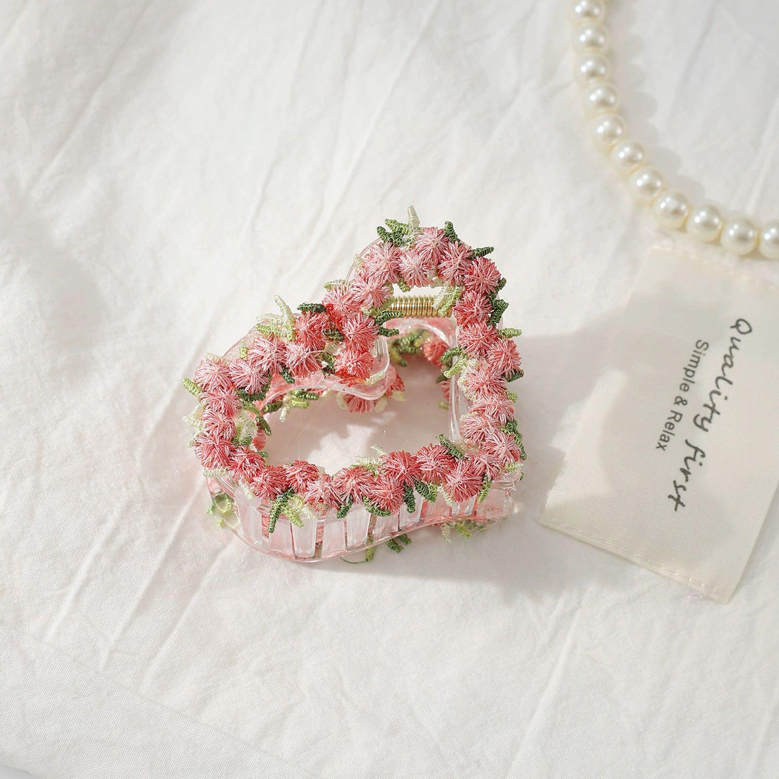 

Французский романтический стиль Персиково-розовый Маленькая цветочная заколка для волос для женщин Новая маленькая свежесть Заколка-клипса Акула Аксессуар для волос Клипса