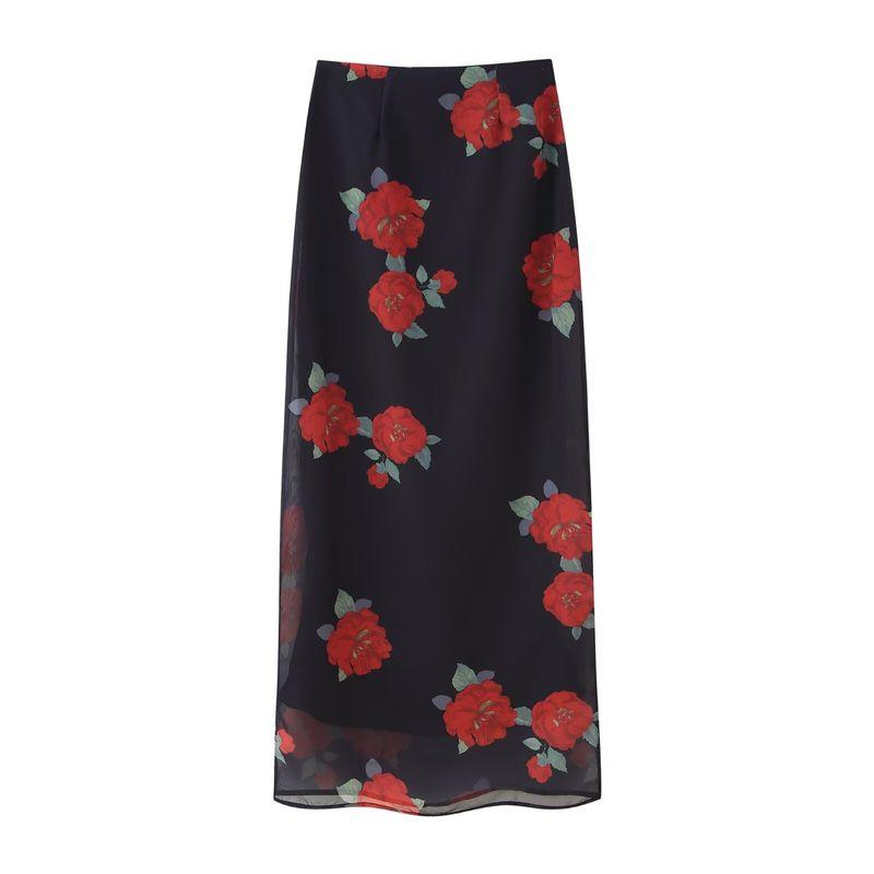 

Kaslead New Women clothes Western Style Flower Print Laminated Top Skirt 4661073 4661436 Skirt L