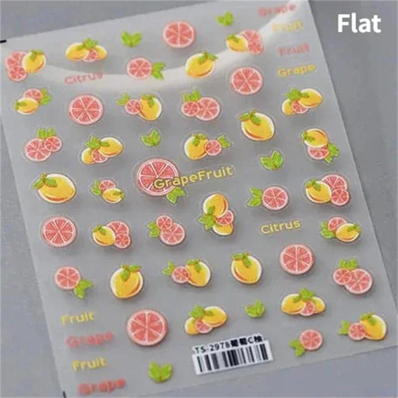 1 piece5D Cute Fruit Jelly Nail Stickers Red and Green Apple High Quality Nail Stickers New Embossed Nail Art Decoration Sticker