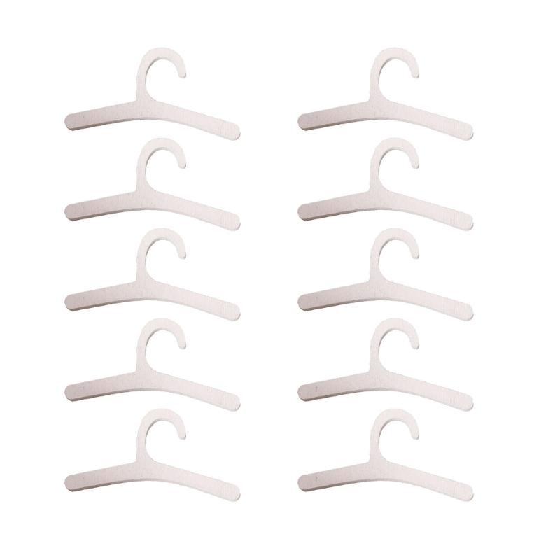 

10Pieces Miniature Hangers for Doll Wardrobe Wooden Garment Organizer Hanger for Children Imagination Play Development белый
