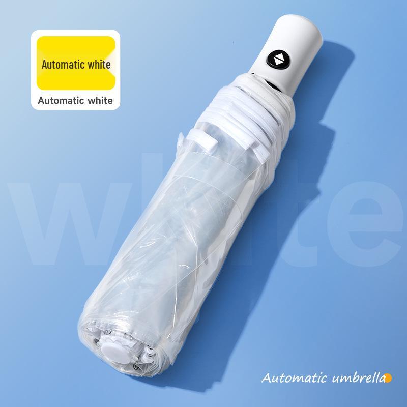 

Stylish Transparent Women s Umbrella: Reinforced, Large, Foldable, Portable, Fully Automatic with Long White Handle