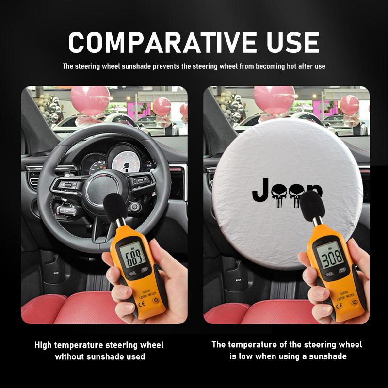 Car Steering Wheel Anti-Heat Sun Shade Cover Sunscreen Insulation Protect Shield For Jeep Cherokee Wrangler JK Gladiator Compass AKR1