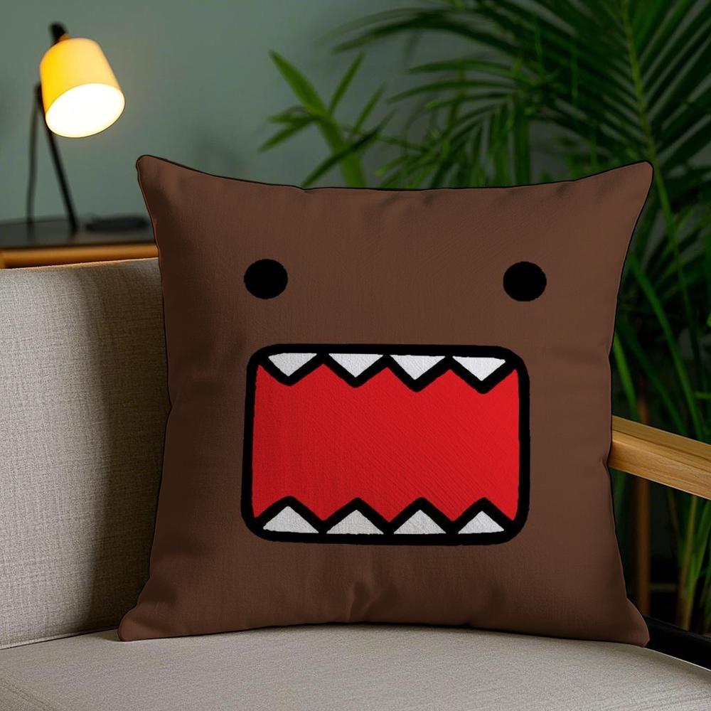 Cartoon Funny Domo-Kun Cushion Cover Soft Short Plush Double-Sided Printing Home Decor Machine Washable Pillow Case Gift