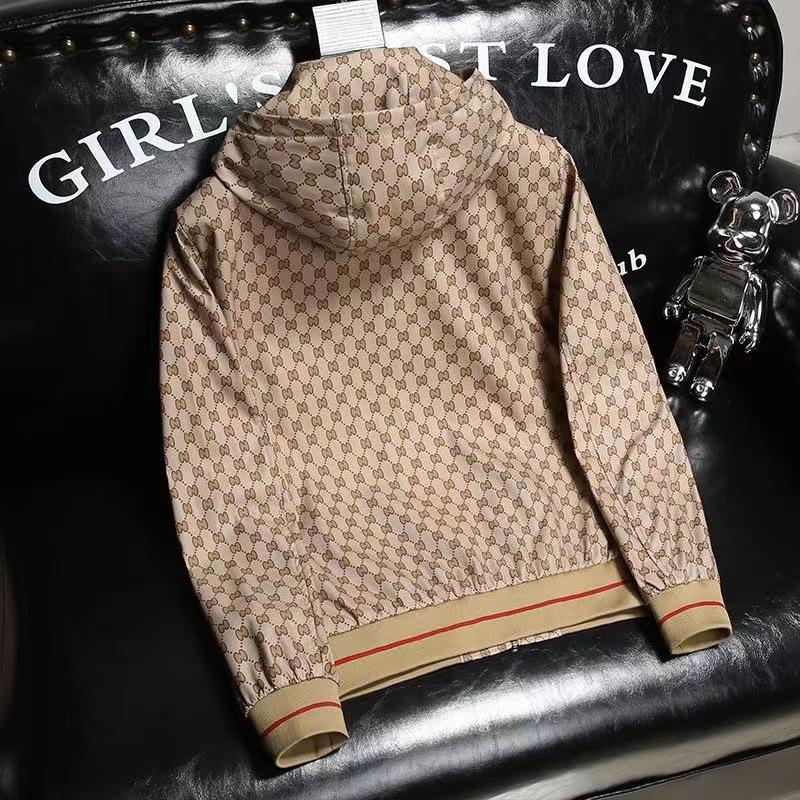 Men's Luxury European Embroidered Bee Hooded Jacket - Spring/Autumn