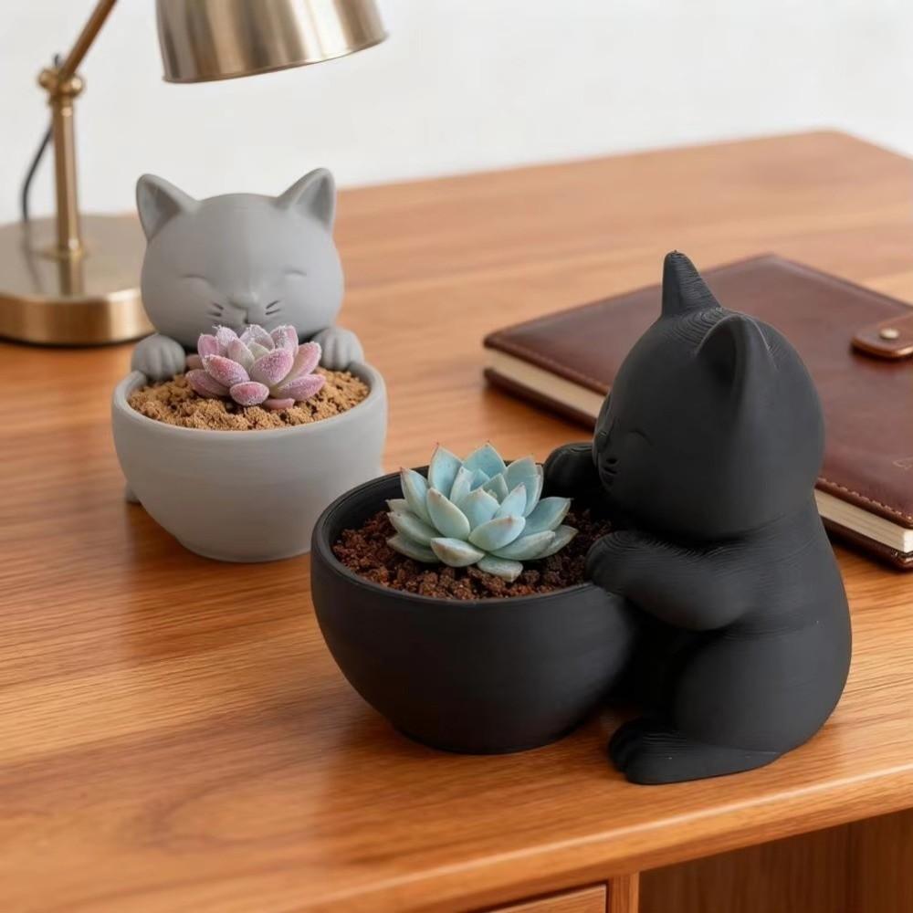 Mini Cacti Potted Plant Cat-Shaped Succulents Planter Pot Cute Small Flowerpot  Desktop Ornament
