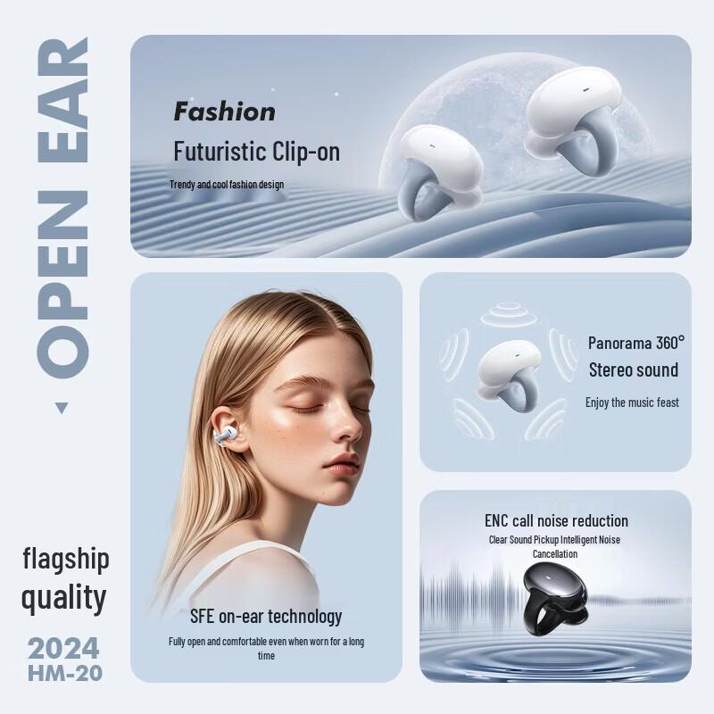 Newmine HM-20 Open-Ear Wireless Clip-On Sports Earphones