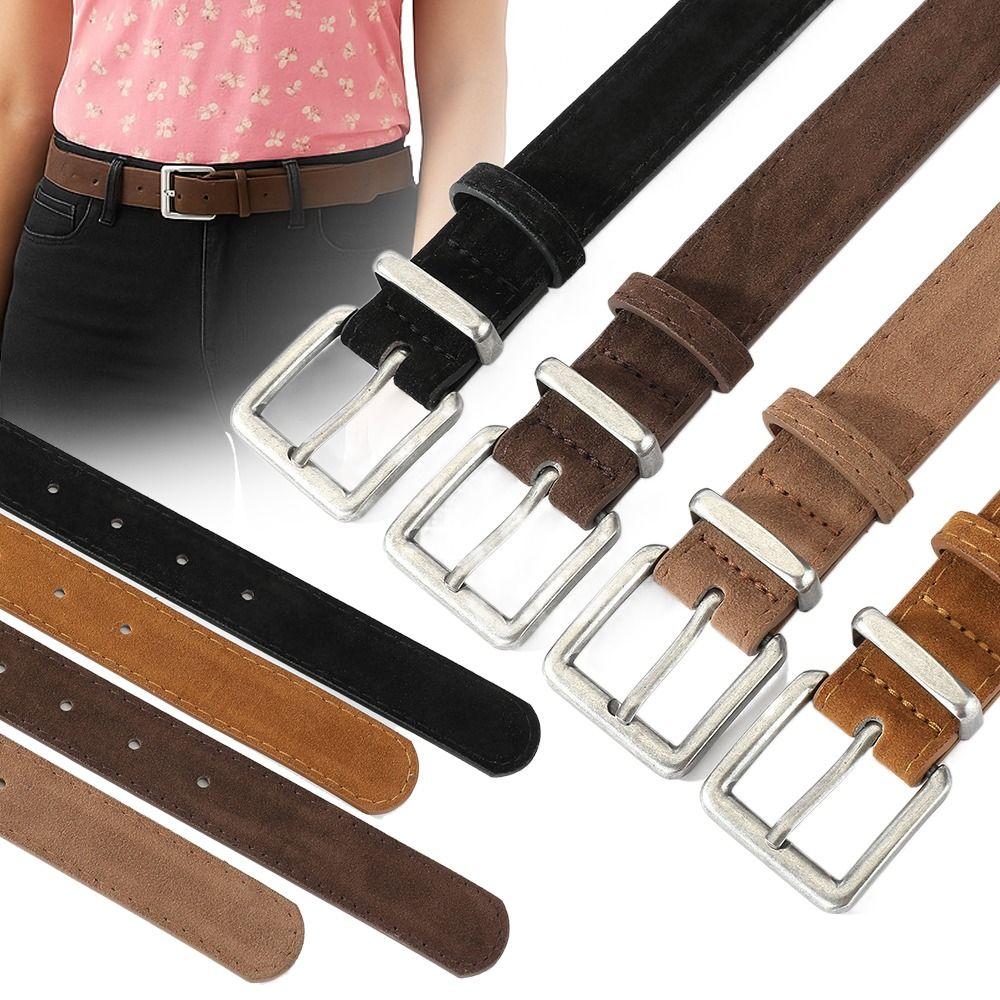 Pin Buckle Business Waist Belt Casual Waistband Fashion Suede Leather Belt  For Women