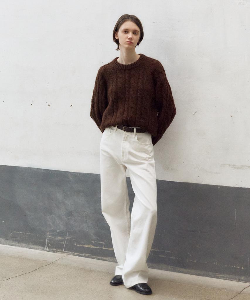 OSTKAKA Mohair Cable Pullover Brown