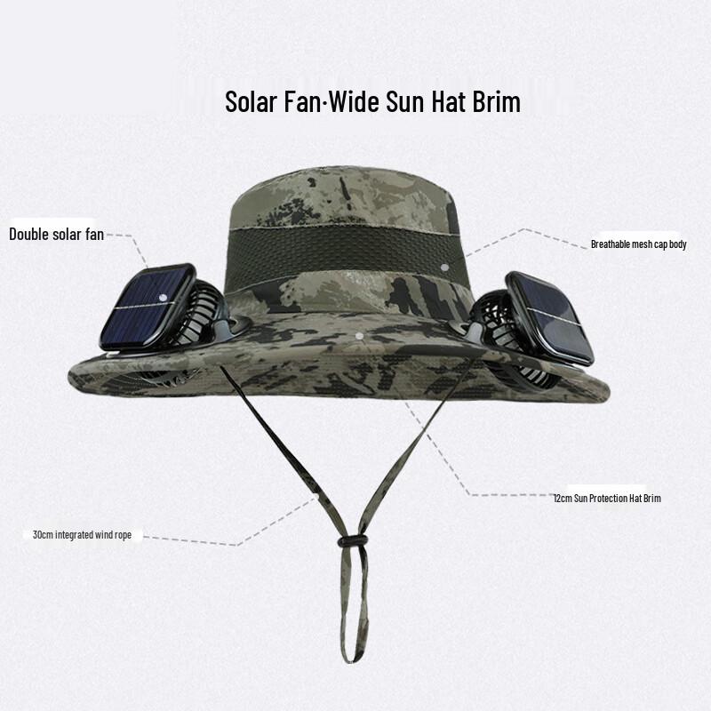 Junbie Outdoor Solar Fan Fisherman Hat
