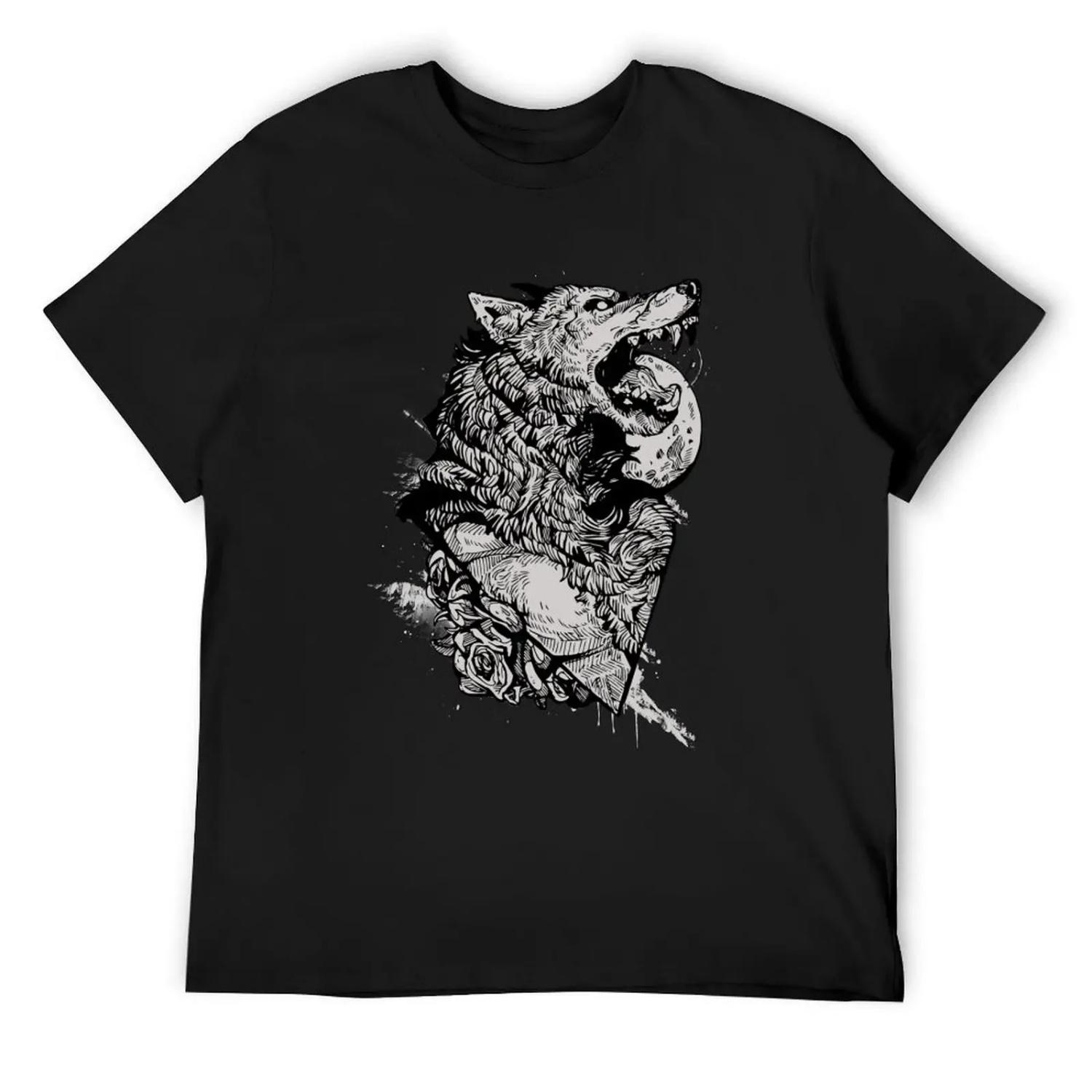 

Werewolf Therewolf T-Shirt plus size tops man t shirt gifts for boyfriend tee shirts for men XXXXXL чорний