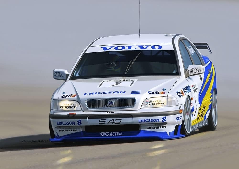 Scale Volvo S40 1997 BTCC Browns Hatchback Winner Plastic Model Kit with 3D Printed Front Grille and Bonnet Pins Platz/NuNu 1/24 (PN24034HE)