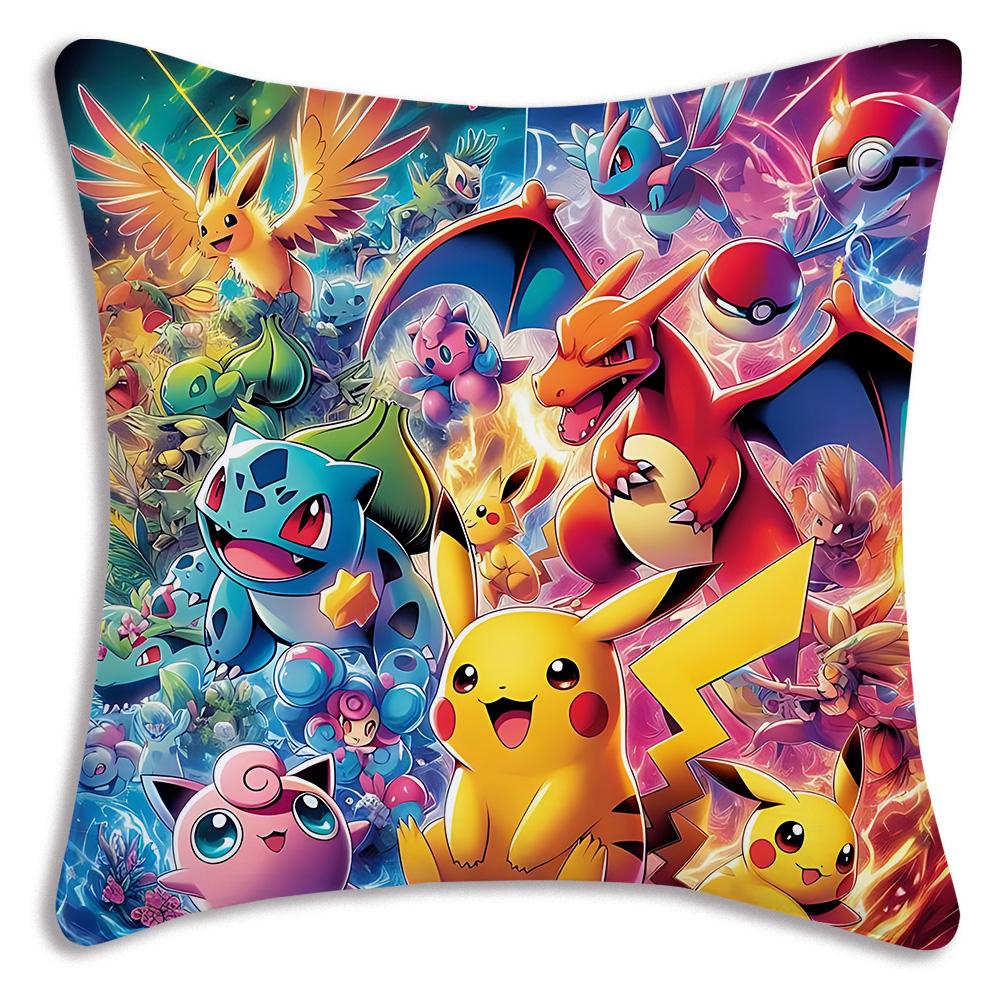 Pillow Covers Cartoon Bulbasaurs Sofa Decorative Home Double-Sided Printing Short Plush Cute Cushion Cover