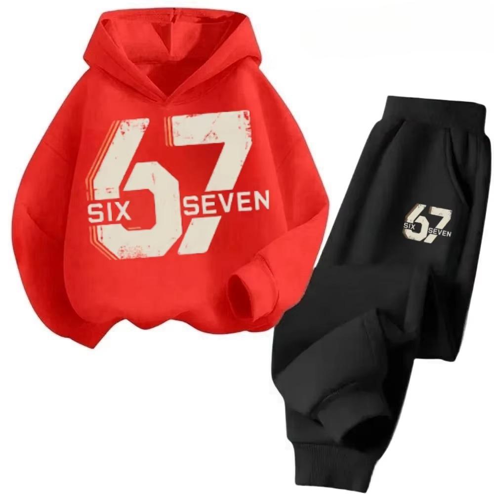 67 Šik dětské mikiny Set 4-13 let Korejský Streetwear Blokový teplákový komplet Módní Pohodlná dětská mikina Sady 2 kusy Tepláková souprava