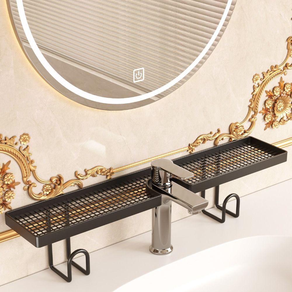 Rustproof Bathroom Storage Rack Large Capacity Faucet Drain Organizer Cosmetics Stand Toilet