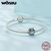 WOSTU 925 Silver Retro Coiled Snake Workship Charm Hollow Cross Butterfly Silicone Bead Fit Bracelet DIY Gift