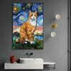 Starry Night Cat Abstract Animal Posters and Prints Vintage Canvas Painting Wall Art Picture for Living Room Corridor Home Decor