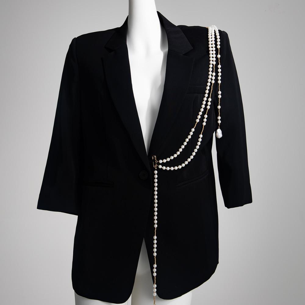 

Gold Star-shaped Chain Two Ways Wear Imitation Pearl Necklace Elegant Pin Dress Chain Women A