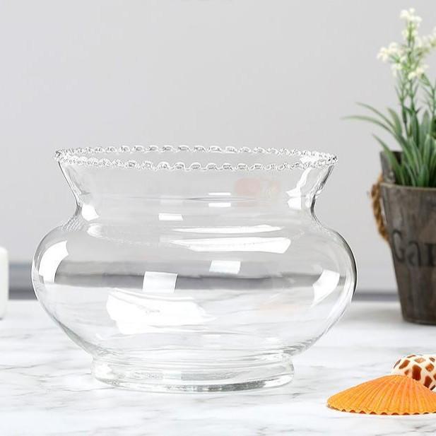Rundes Glas-Spitzen-Fischbecken - Mini Transparentes Aquarium für Goldfische & Schildkröten