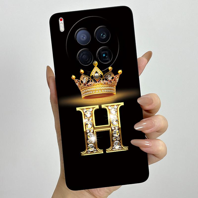 For Tecno Camon 40 Premier 5G CM8 Phone Cases Crown Initial Letter Covers Soft Liquid Silicone Advanced Anti Fingerprint Shell