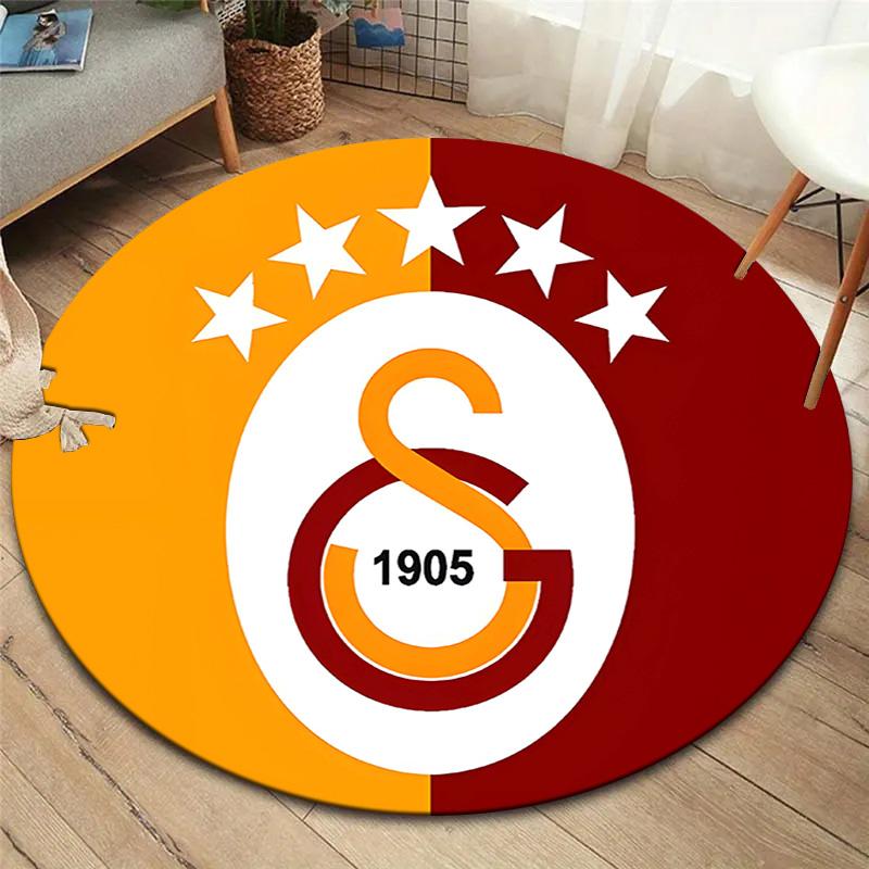 1Pc Galatasaray Football Club Crest Print Round Rug Nonslip Floor Mat For Living Room Bedroom Bathroom Holiday Home Decoration