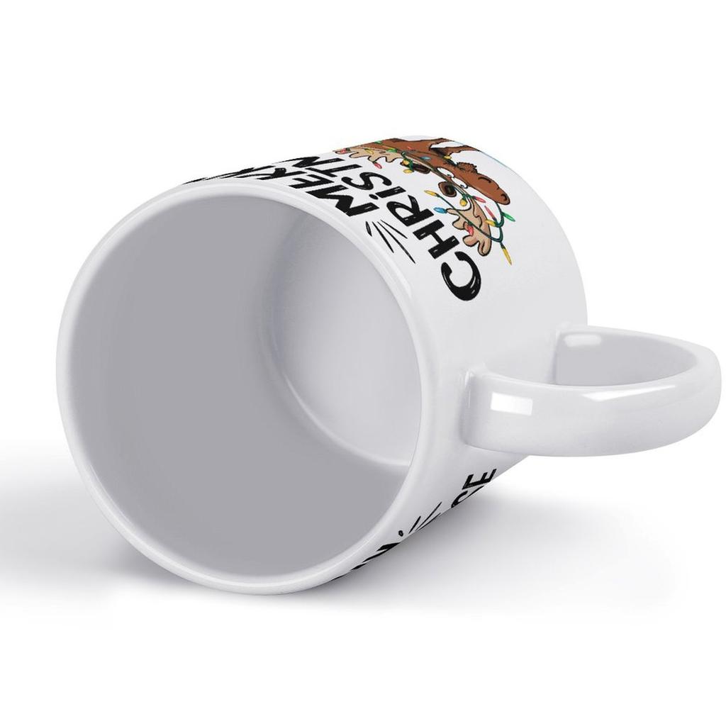 11oz White Ceramic Cup with Glossy Printed Sides and Durable Feel, Ideal for Coffee, Tea, Cocoa and Simple Daily Drink Breaks