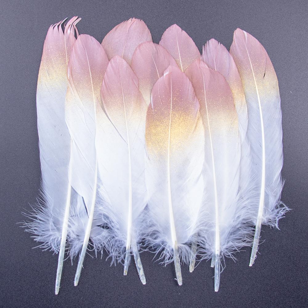 10PCS Gold Feathers Decoration 15-20CM Natural White Turkey Goose Duck Pheasant Feathers Plumes Handicraft Accessories