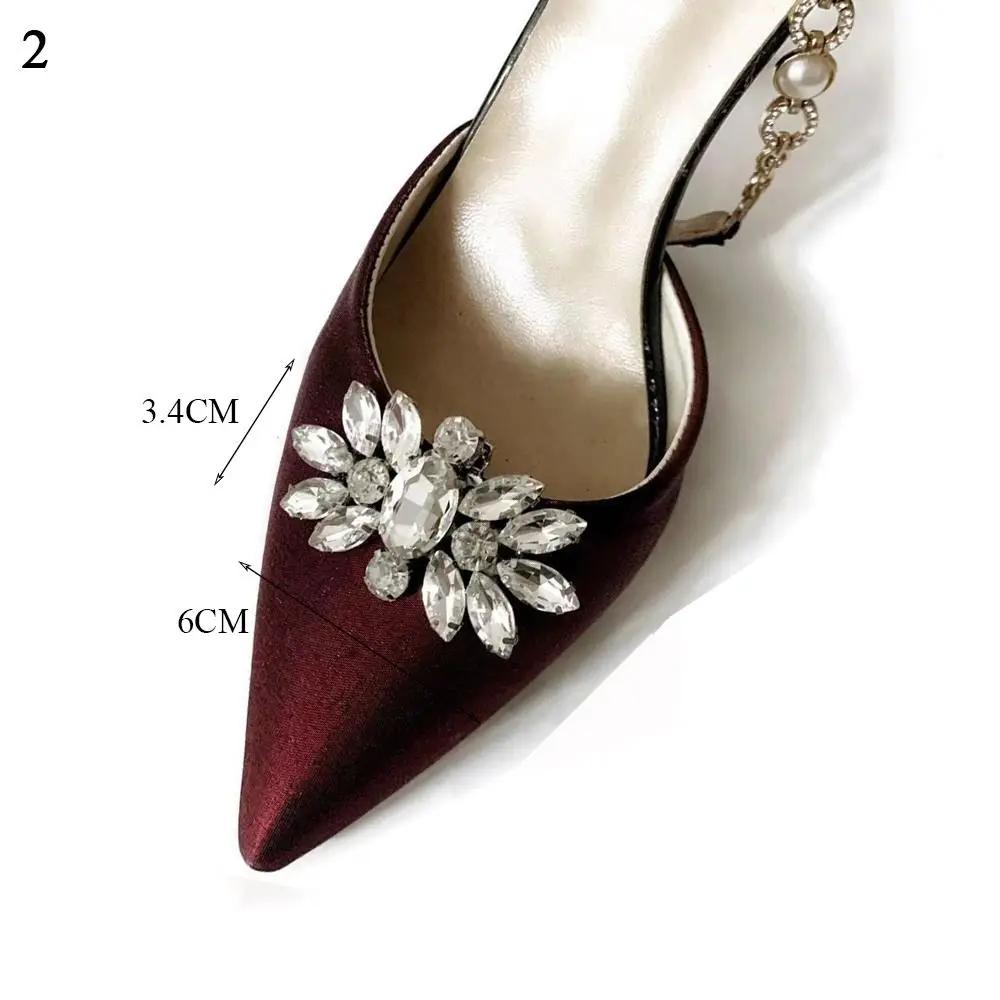Women Lady High Heel Shoe Clips Rhinestones Crystal Shiny Decorative Clips Charm Buckle Bride Shoes Charms Jewelry Decorations