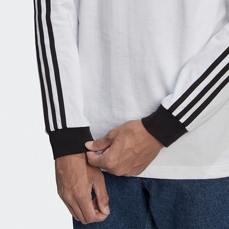 adidas originals 3-stripes Ls T Round Neck Stripe Sports Long Sleeves White Men's GN3477