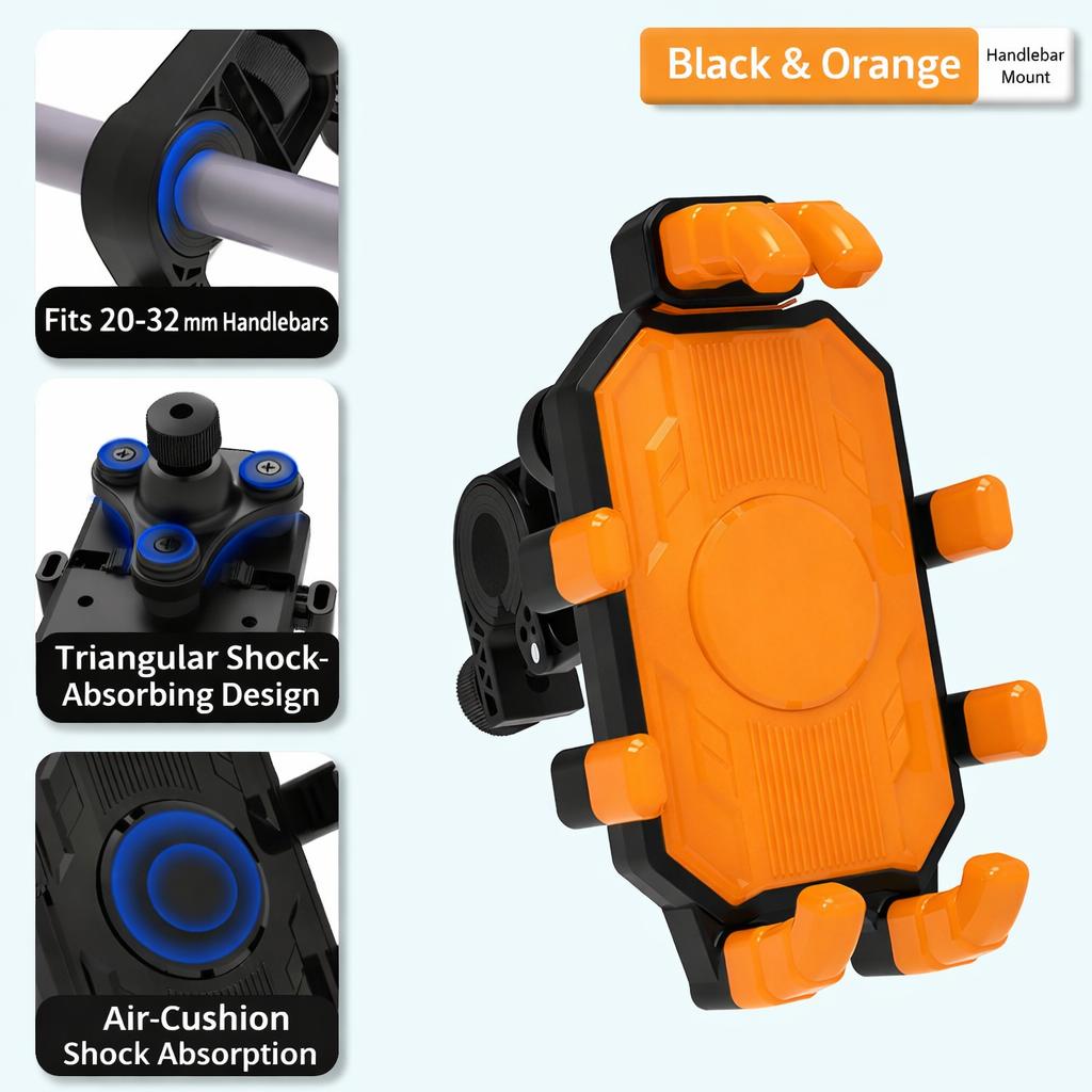 Motorcycle Bike Phone Holder Anti Vibration Octopus Grip Handlebar Mount 360 Rotation Shock Absorbing Phone Holder Manual clip