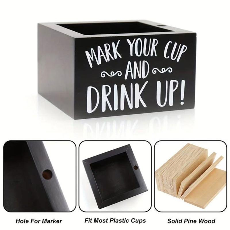 Wood Coffee Station Rack for Organizing Cups and Accessories Disposable Cup and Lid Organizer Wooden Storage Box