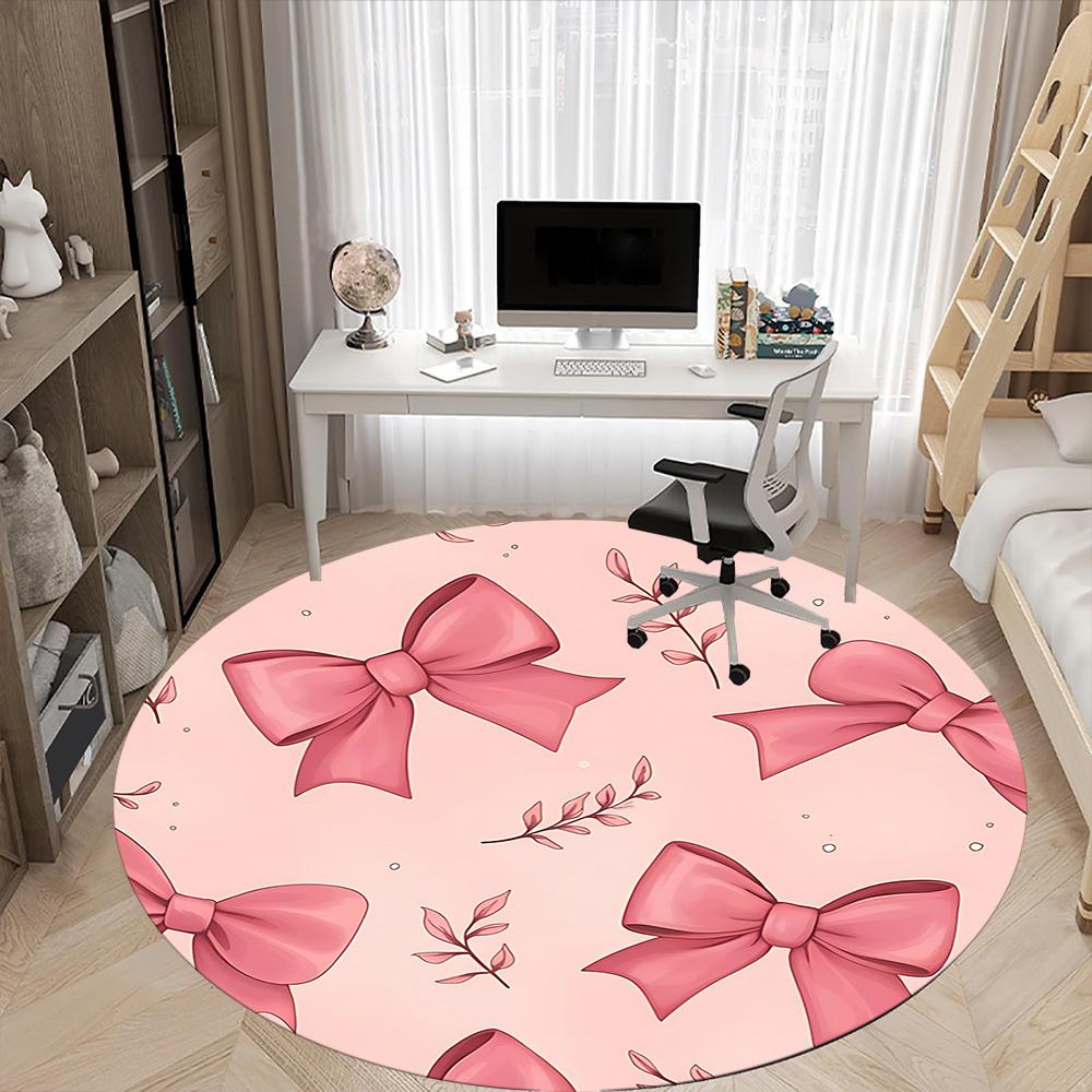 1pc Bows Floral Office Round Area Rug, Indoor Mat Suitable ForOffice, Under Office Chairs Bedroom Living Room Home Decor, Room Deco, D086