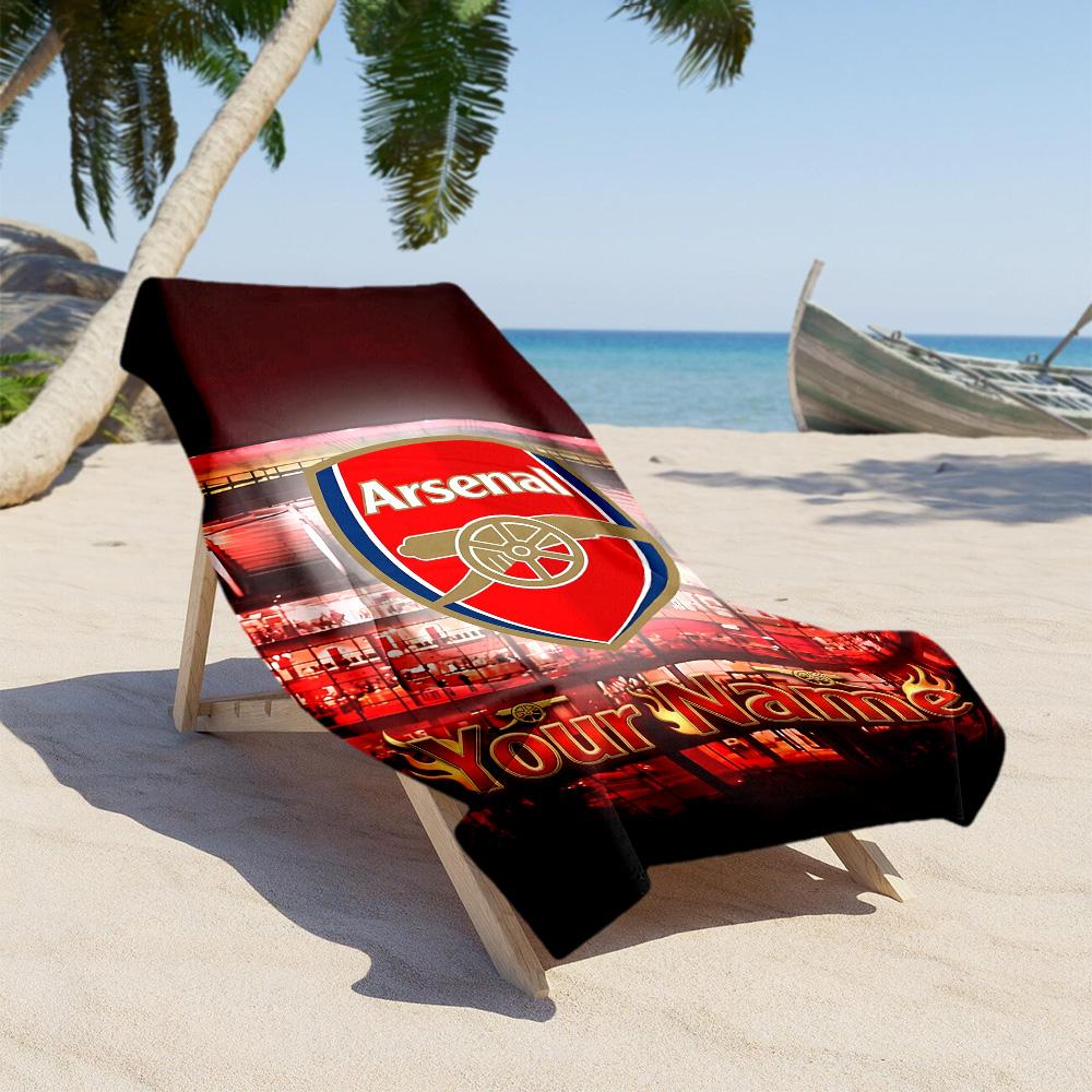 Arsenal F.c. Personalized Name Beach Towel Super Soft & Absorbent Perfect for Traveling Yoga Camping and Swimming