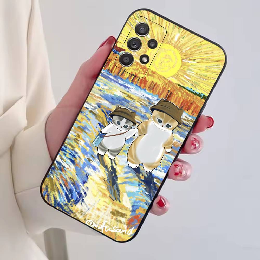 M-Mofusand Cat Cute Cartoon Phone Case For Samsung S25,S24,S21,S22,S23,S30,Ultra,S20,Plus,Fe,Soft Silicone Black Cover