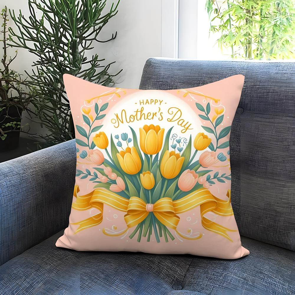 Holiday Mothers Day Cushion Cover Comfortable Reversible Pillow Cover Ideal for Car Sofa Bedroom Beyond