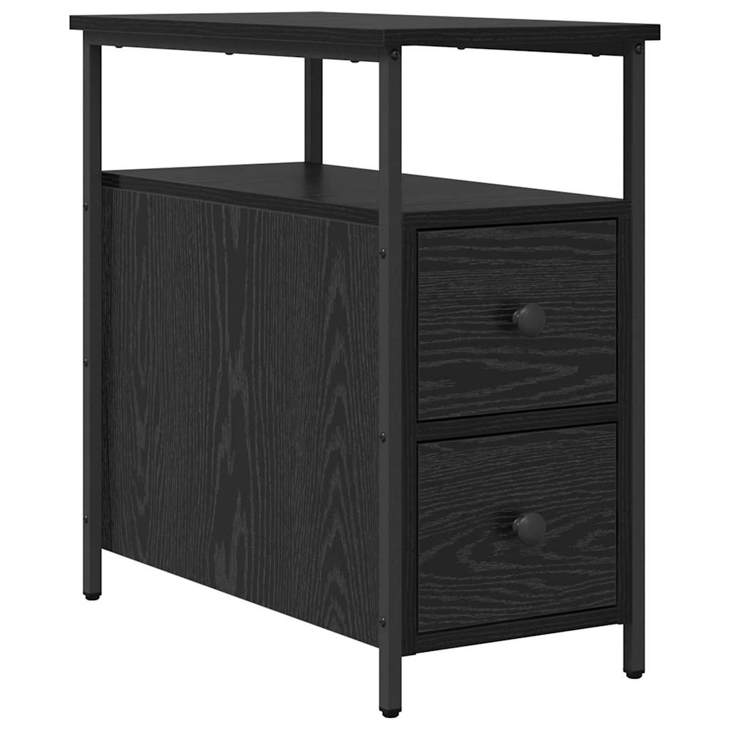 Nightstand Set of 2 Black Oak Effect 30 X 60 X 60 Cm