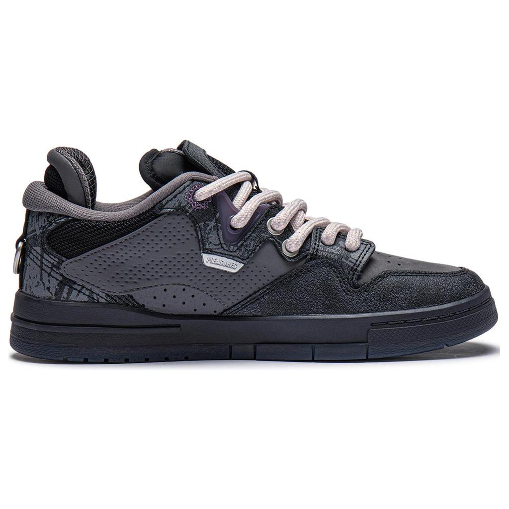 PLEASURES X Li Ning Wear Resistant And Lightweight Low Top Skateboard Shoes Women's Black AECT066-1