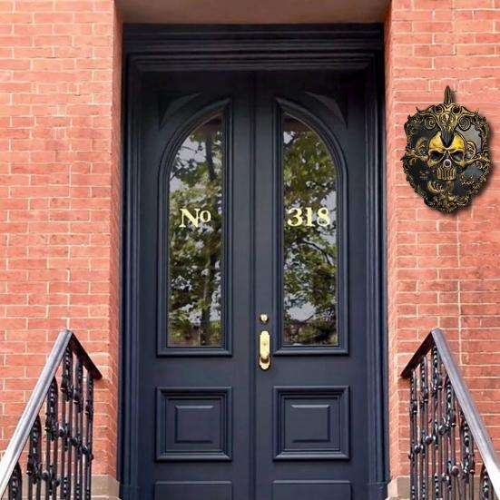 Halloween Skull Doorbell Decoration Spooky Skeleton Door Bell with Light Up Eyeball for Haunted House Party Decor