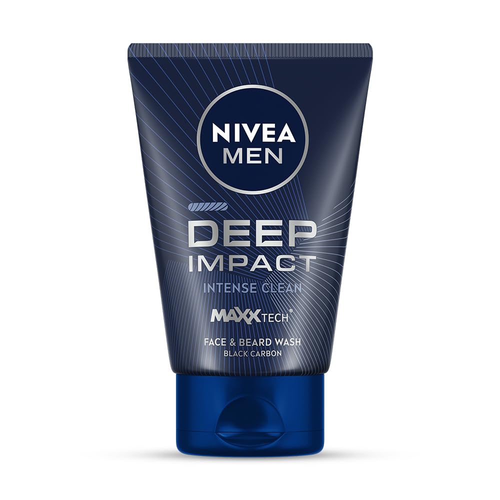 Nivea Men Deep Impact Face Wash 100g For Beard & Face | Oil Control & Pore Cleansing With Charcoal | Removes Impurities Gently