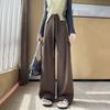 Knitted Wide Leg Pants for Women Autumn Winter High Waist Straight Leg Pants Loose and Casual Design Drawstring Work Pants