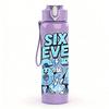 1PC Six Seven Blue Retro Graffiti Print 750ml Color Plastic Sports Water Bottle Leakproof Flip Straw Lid Suitable for Sports Office Home Use