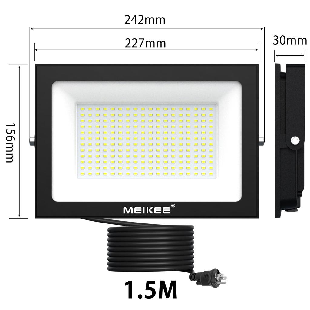 MEIKEE [100W Ultra-Thin, Set of 2] LED Floodlights, Work Lights, Ultra-Bright Daylight Color, 6500K, 10,000LM, Energy-Saving, Heavy Rainproof, IP66