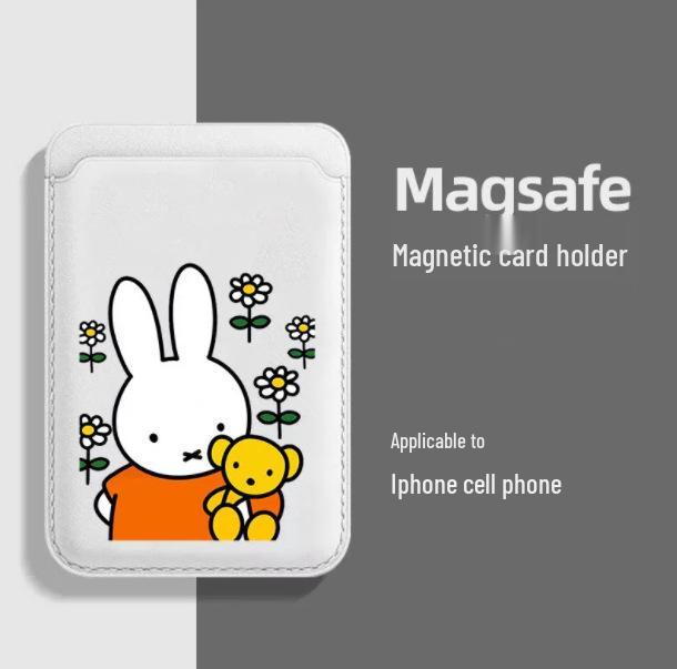 Miffy Magnetic Leather Card Holder Case for Apple Phones (MAGsafe Compatible)