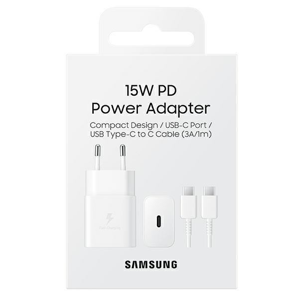 Ładowarka Sieciowa 15W Samsung Szybkie Ładowanie Usb-C/Usb-C Biała