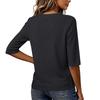 Women's Ribbed Half Sleeve V Neck T Shirt Slim Fit Stretchy Soft Fabric Casual Basic Top for Layering and Everyday Wear