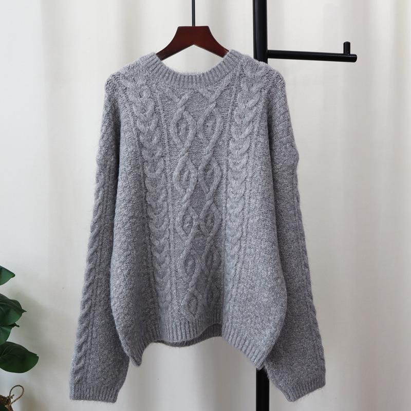 Thickened Twist Gentle Wind Knitted Sweater Top Autumn and Winter New Loose Soft Waxy Sweater Pullover Woman