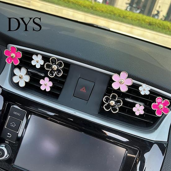 Car Aromatherapy Clip 4Pcs Flower Air Freshener Vent Mount Long Lasting Fragrance Alloy Outlet Odor Removal Type Automotive Diffuser Accessories