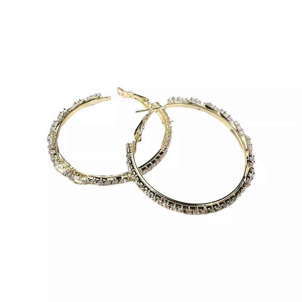 Cercei circulari geometrici super fulger cu zirconi, nișă exagerată pentru femei, cercei simpli cu vânt rece Cercei versatili premium