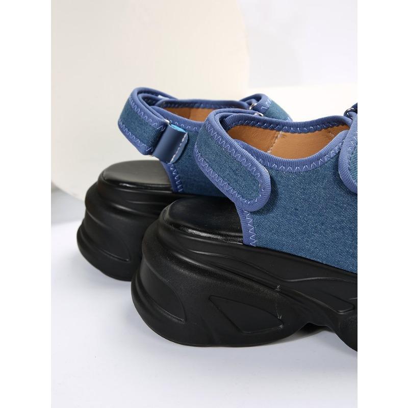 New Fashionable Plate-soled Velcro Large-sized Thick-soled Sandals